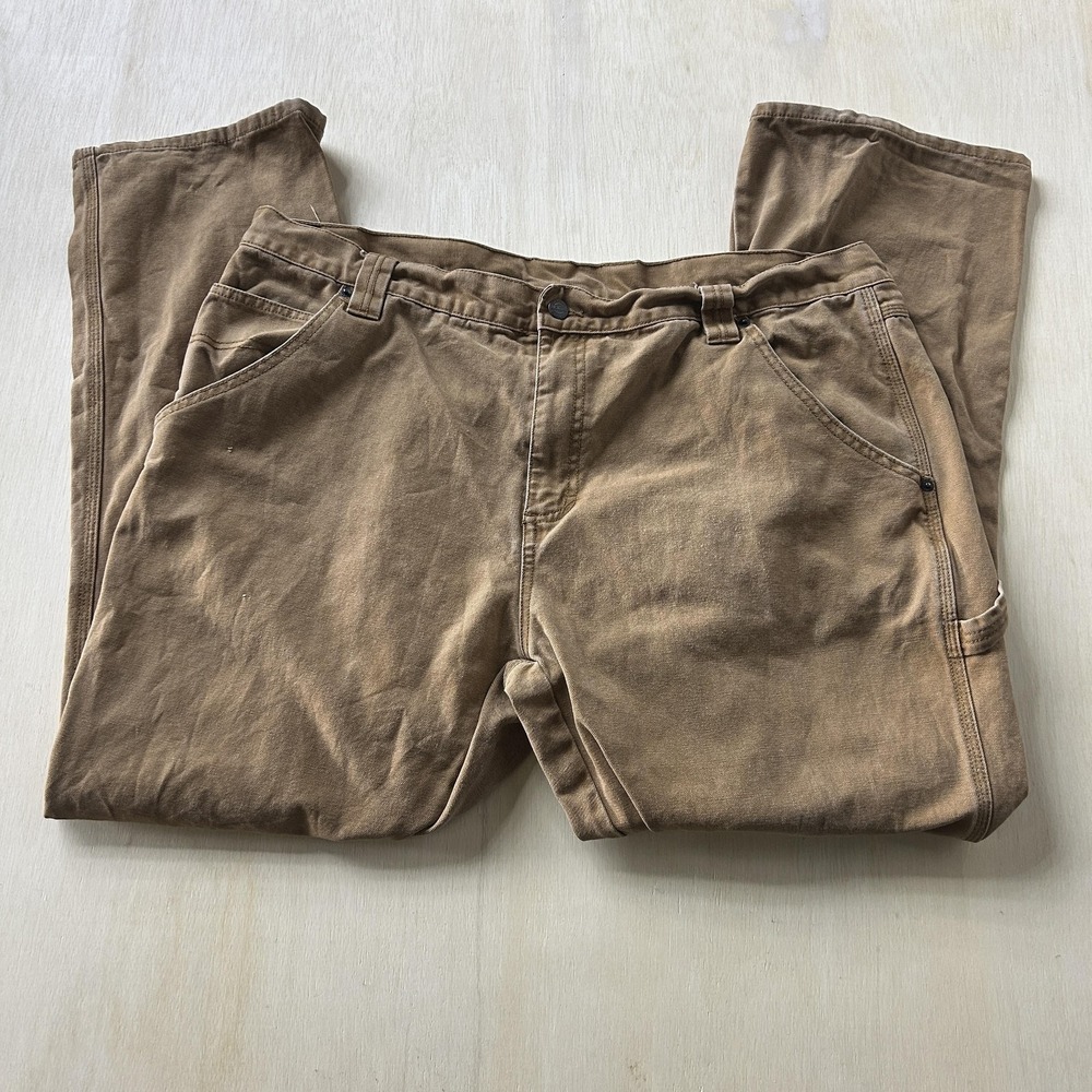 RK Brand Pants‎ Mens 42x32 Brown Canvas Carpenter Straight Leg Workwear Utility